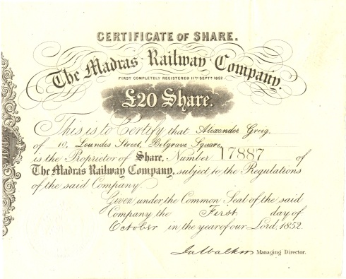 Madras Railway Company Share Certificate .jpg